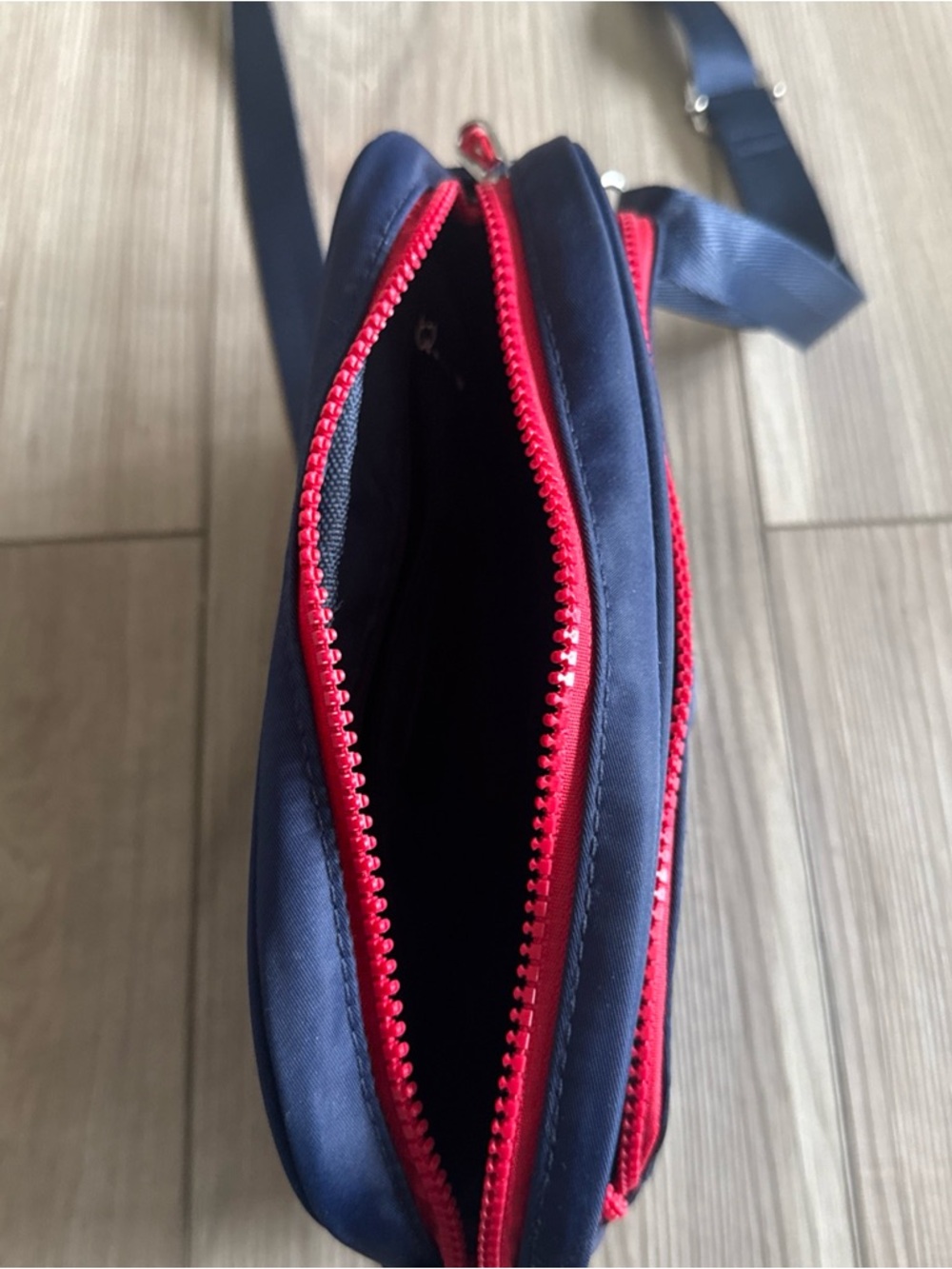 Nautica Navy Crossbody with Multicolor Logo and Red Zippers - Picture 2 of 4